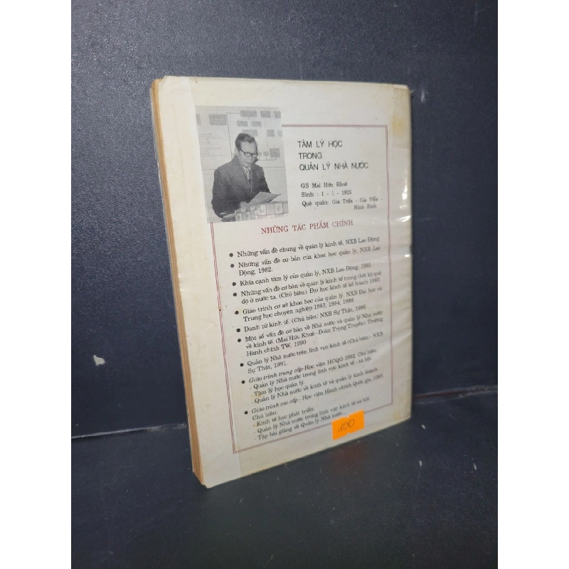 Tâm lý học trong quản lý nhà nước mới 70% ố vàng có ký tên trang đầu 1993 HCM1001 G.S. Mai Hữu Khê GIÁO TRÌNH, CHUYÊN MÔN 918325