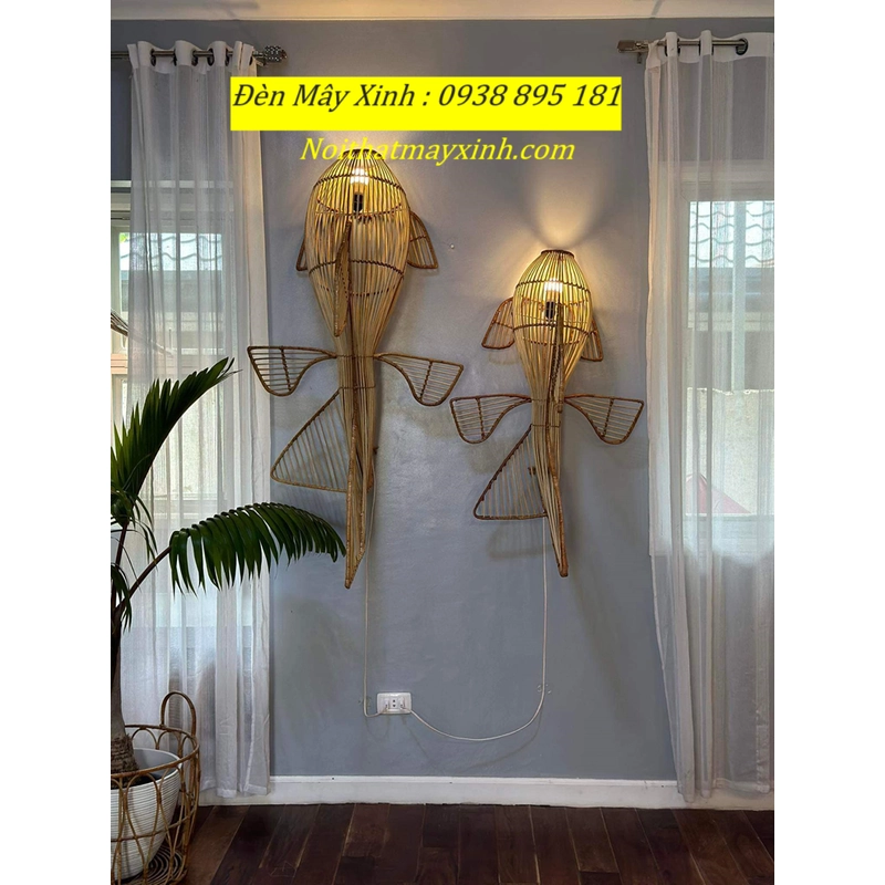 Đèn mây hình cá chính hãng ,đèn decor hình cá,đèn handmade hình cá 494582