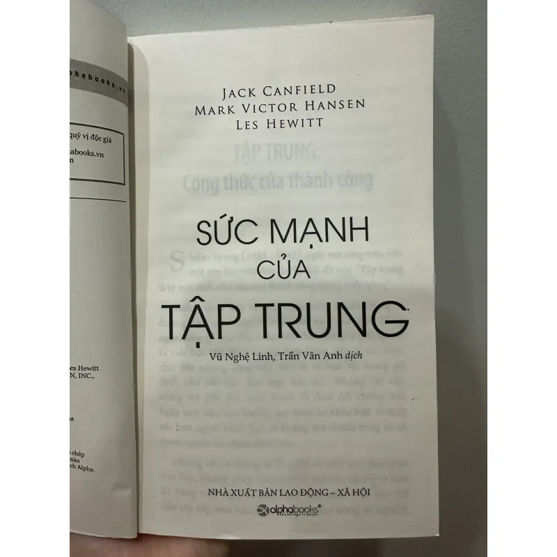 Sách sức mạnh của Tập trung - Jack Canfield, Mark Victor Hansen, Les Hewitt mới 90% 1022207