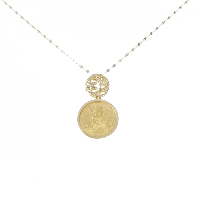 K18YG(khung) Dây chuyền đồng xu kim cương 0.01CT - Hàng hiệu Chính hãng 857184