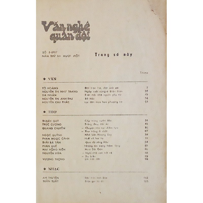 Tạp Chí Văn Nghệ Quân Đội Xưa (Số 05 - 1987) 26041