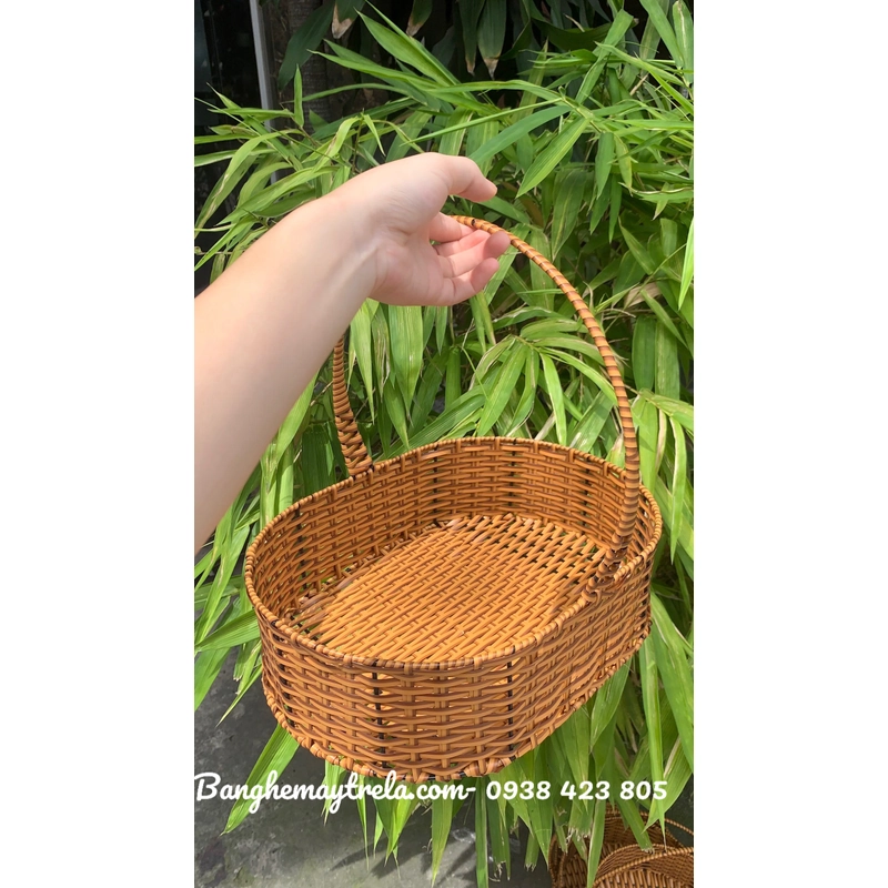 Lẵng oval nhựa giả mây đựng đồ 446578