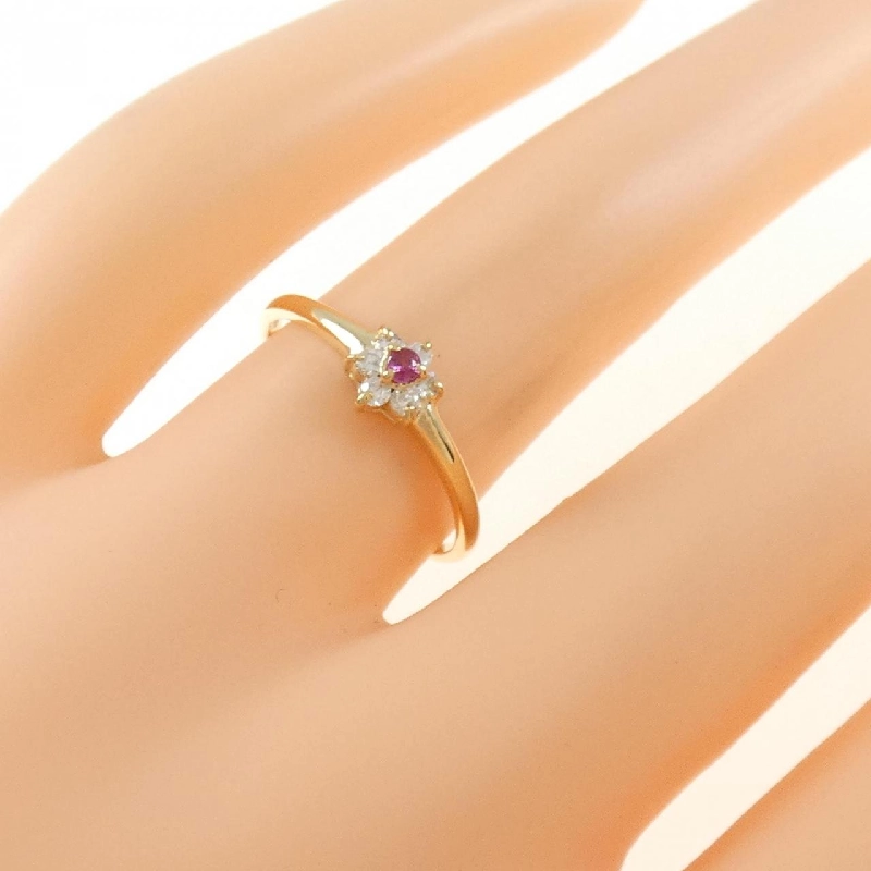 Nhẫn ruby K18YG hoa 673045