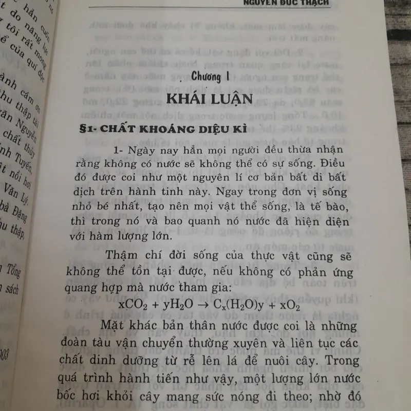 NƯỚC và Đời sống. Tiến sỹ Nguyễn Đức Thạch -ĐHTH Hà Nội 713277
