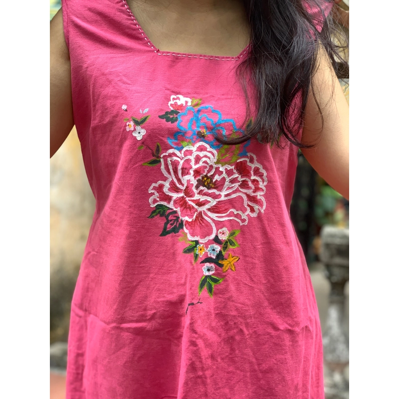 Váy linen bột used còn mới lắm vẽ tay thiết kế  465815