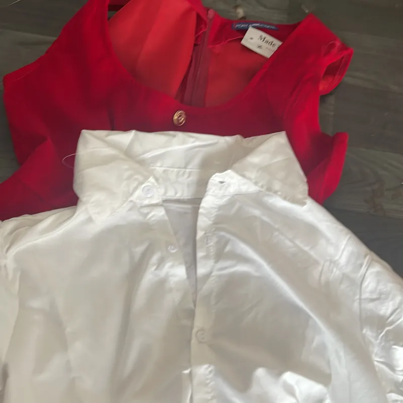 Sét váy đỏ sơ mi trắng  793087