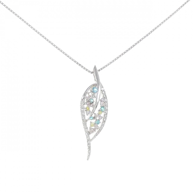 K18WG Lá Bạch Kim Tourmaline Dây Chuyền 0.14CT - Hàng hiệu Chính hãng 862472