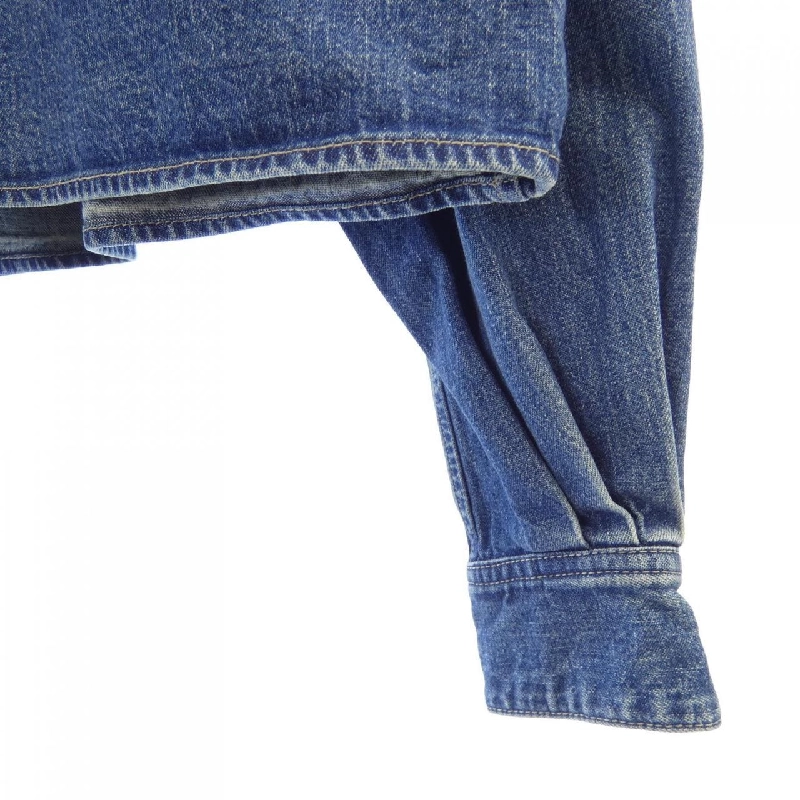 Áo sơ mi cropped denim wash đại dương liên minh CELINE 628462