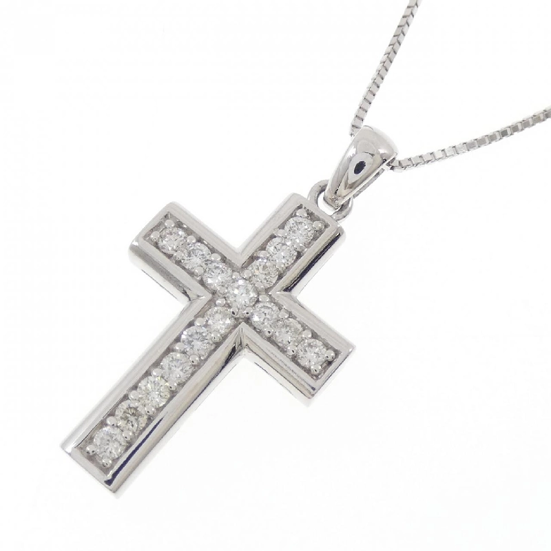 K18WG Dây chuyền kim cương chéo 0.50CT - Hàng hiệu Authentic 858298