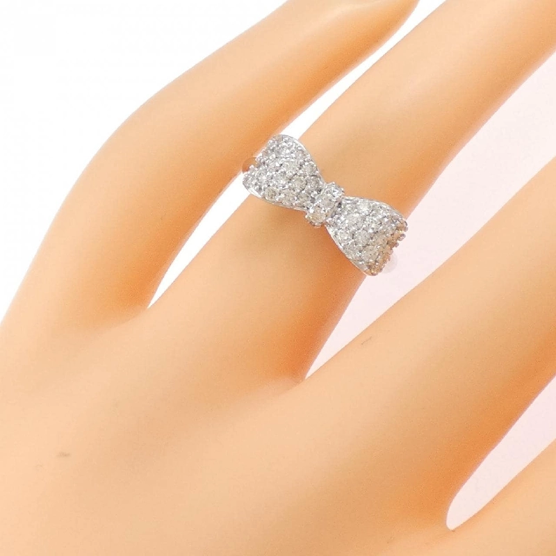 Nhẫn kim cương hình ruy băng K18WG - Hàng hiệu Authentic 850654