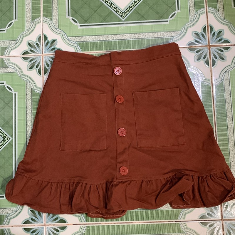 Váy quần có khuy màu nâu 112728