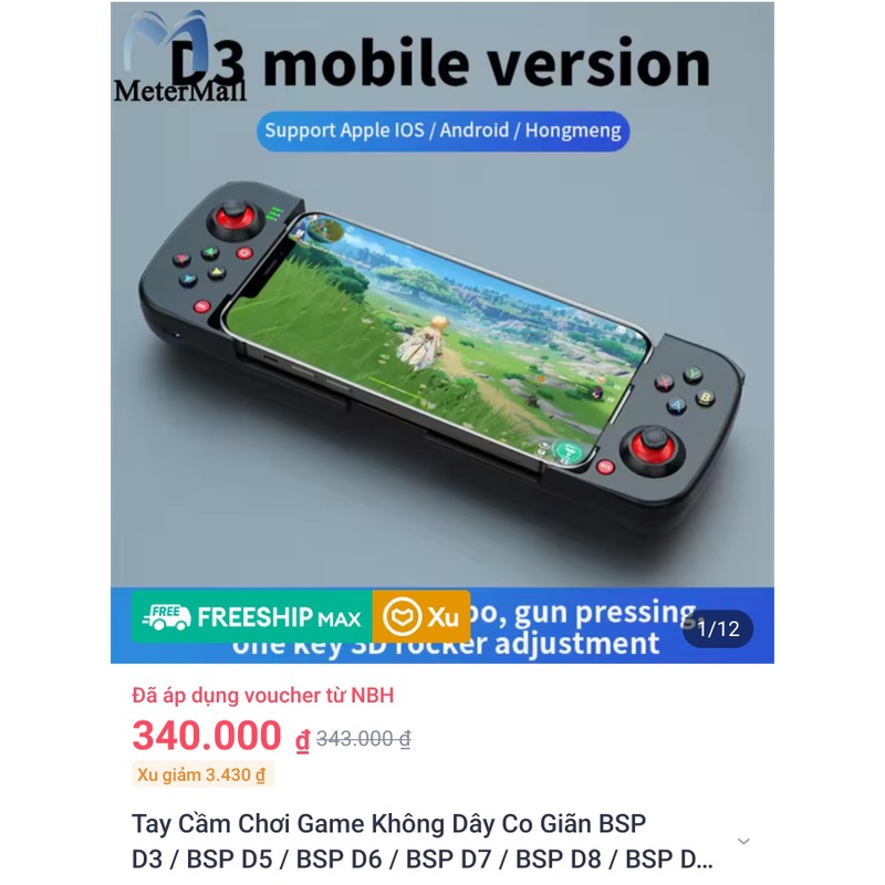 Tay Cầm Chơi Game Không Dây Co Giãn BSP D5 Đen 111265