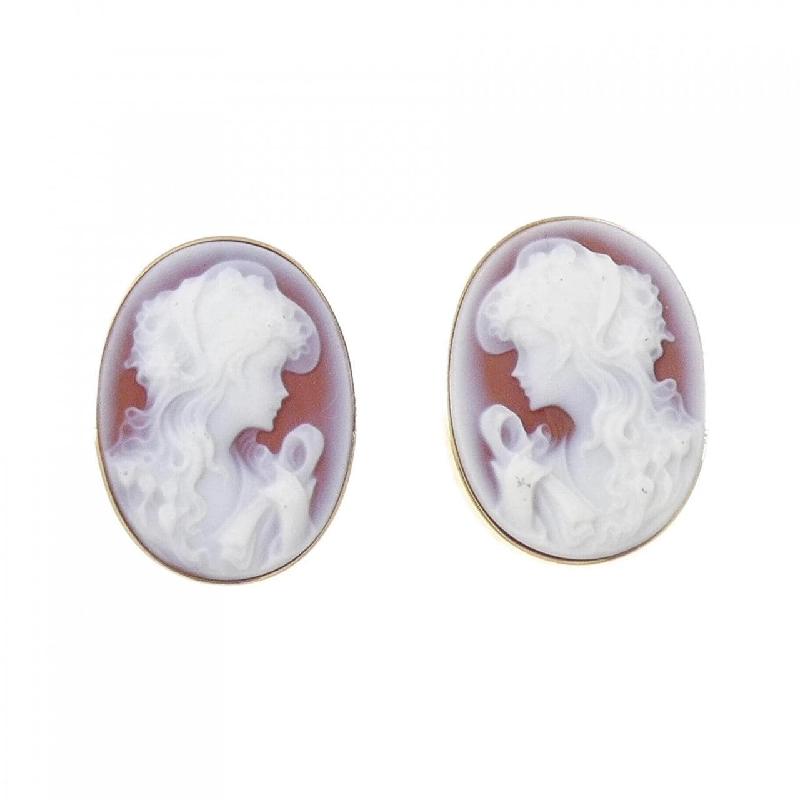 K18YG Shell Cameo Bông Tai - Hàng hiệu Chính hãng 868239