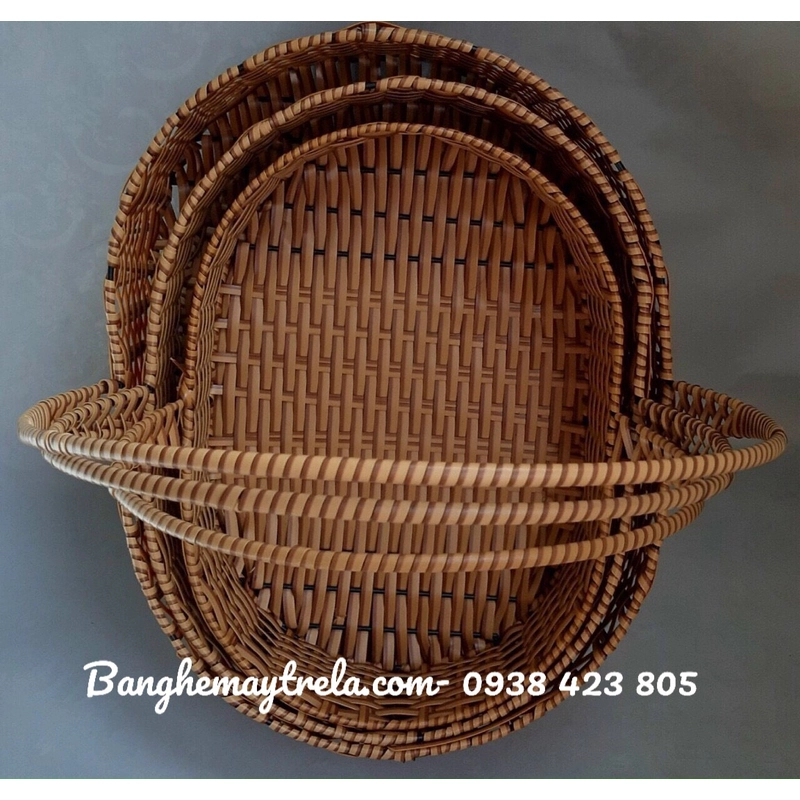 Lẵng oval nhựa giả mây đựng đồ 446578