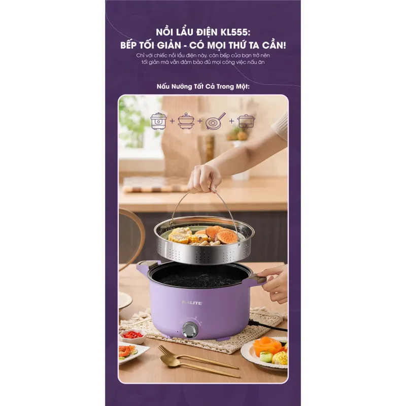🍲 KL555 – Nồi lẩu điện dung tích lớn, giữ nguyên hương vị thơm ngon 788942