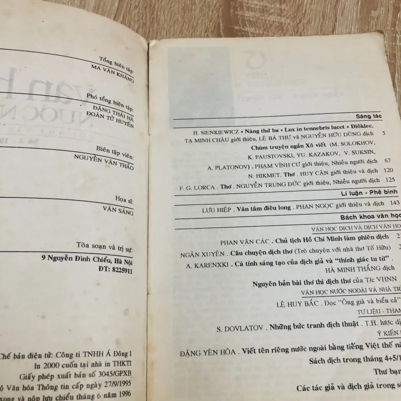VĂN HỌC NƯỚC NGOÀI- hội nhà văn Việt Nam số 3.1996 1006319