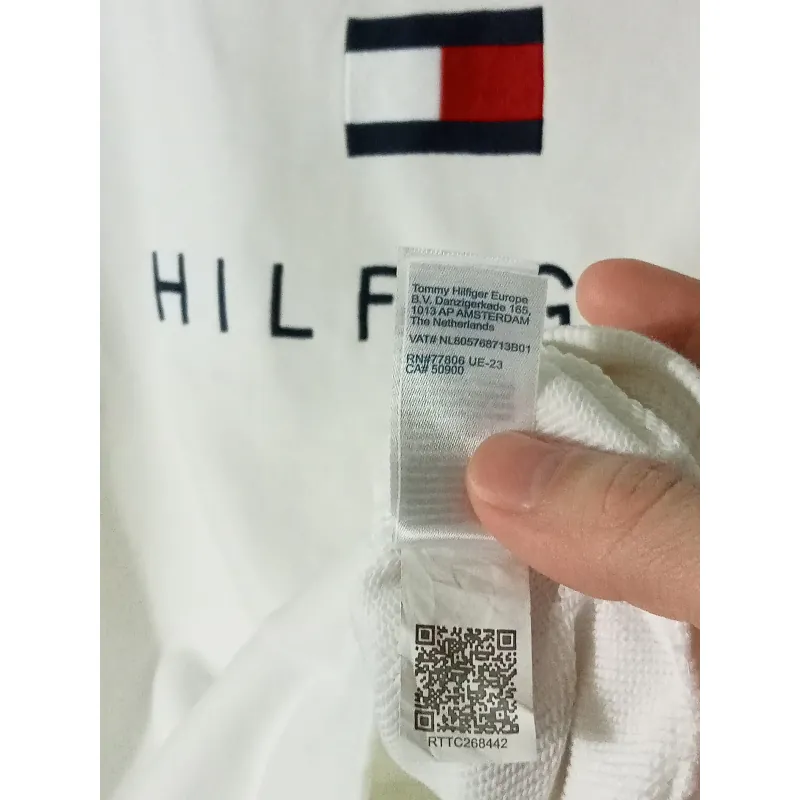 Áo sweatshirt Tommy Hilfiger trắng thêu logo 719776