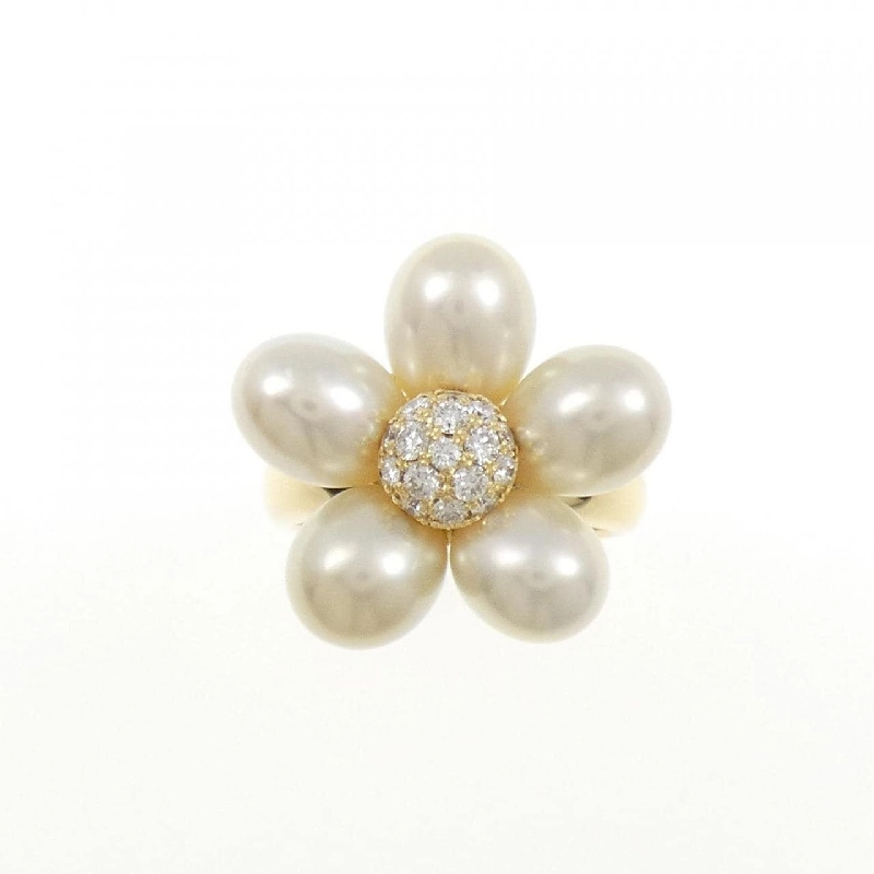 Nhẫn hoa ngọc trai trắng K18YG - Hàng hiệu Authentic 847954