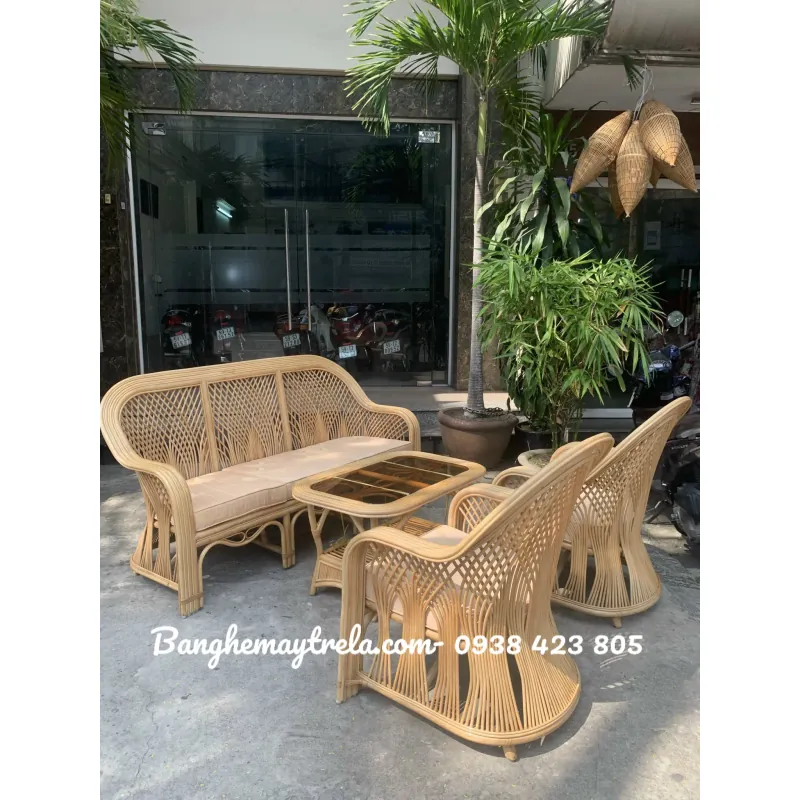 Bàn ghế sofa mây tự nhiên phòng khách hiện đại 697524