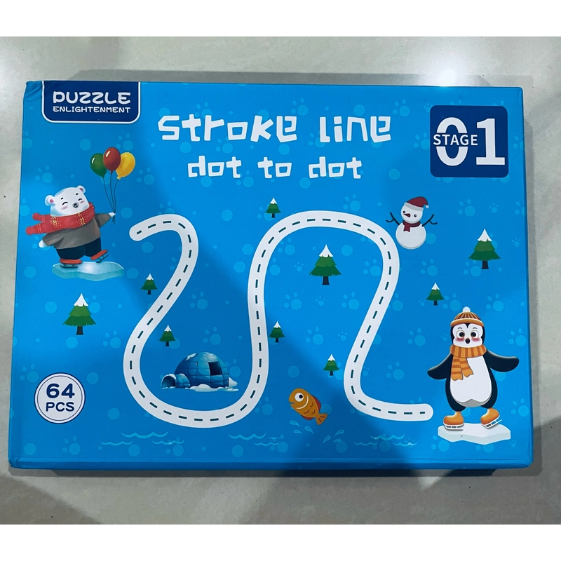 Đồ chơi giáo dục cho bé - Chính hãng Puzzle stroke line Viết vẽ xoá được + 6 bút lông 451309