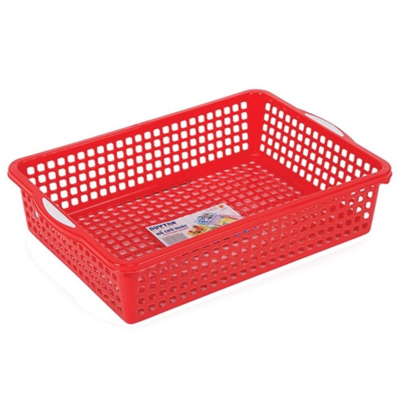 Rổ nhựa hình chữ nhật kích thước 38x26x9 cm - Mã số 1090 338204