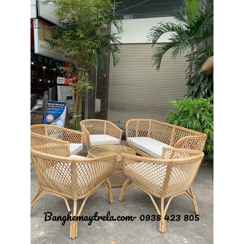 Bàn ghế sofa mây tre đan hiện đại 466655