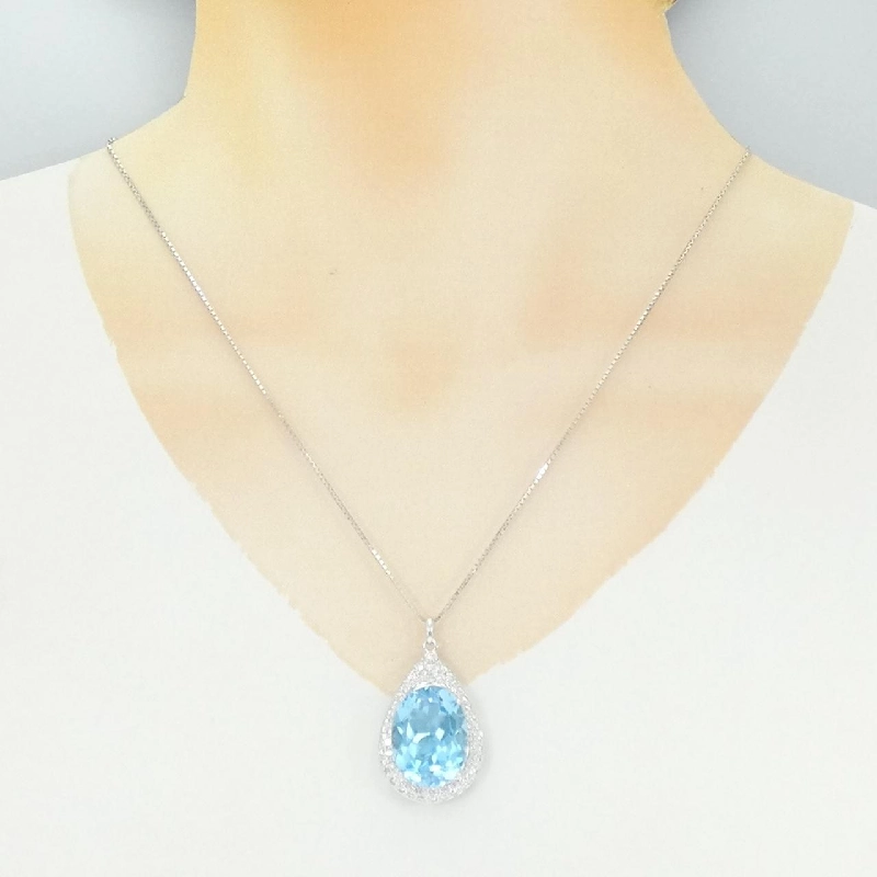 K18WG Blue Topaz Necklace 21.60CT - Hàng hiệu Authentic 858793