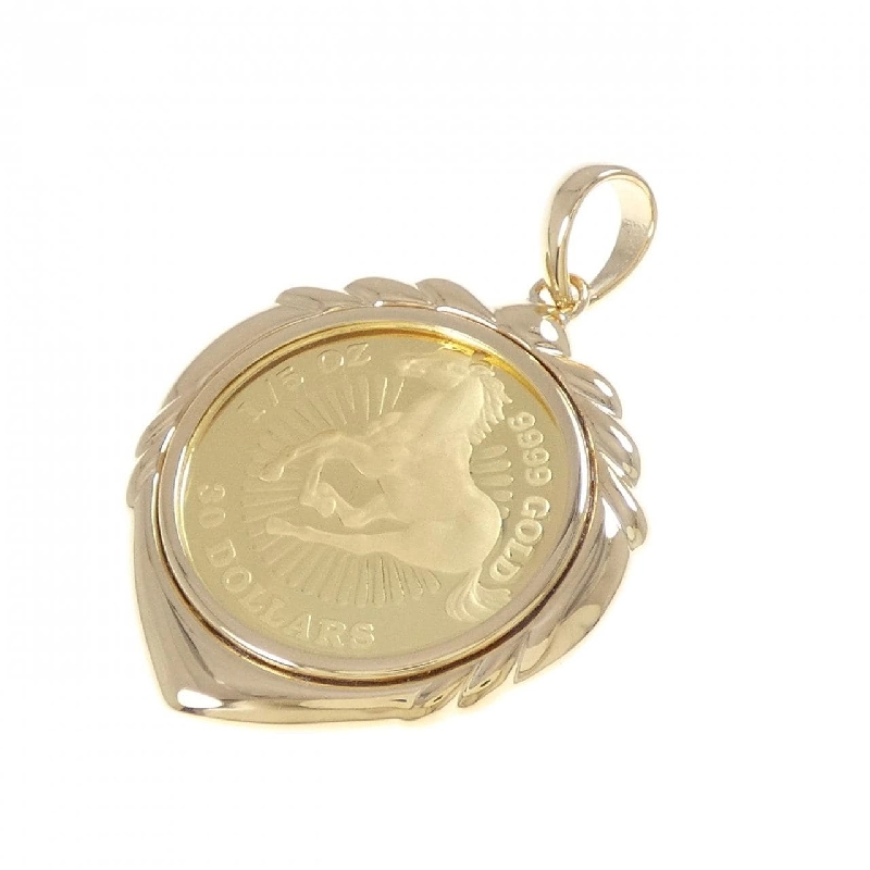 K18YG(枠) Mặt dây chuyền đồng xu - Hàng hiệu Authentic 863618