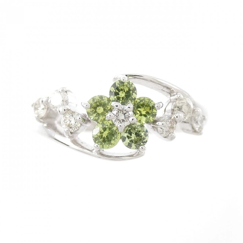 Nhẫn garnet demantoid K18WG hoa 0.32CT 673661