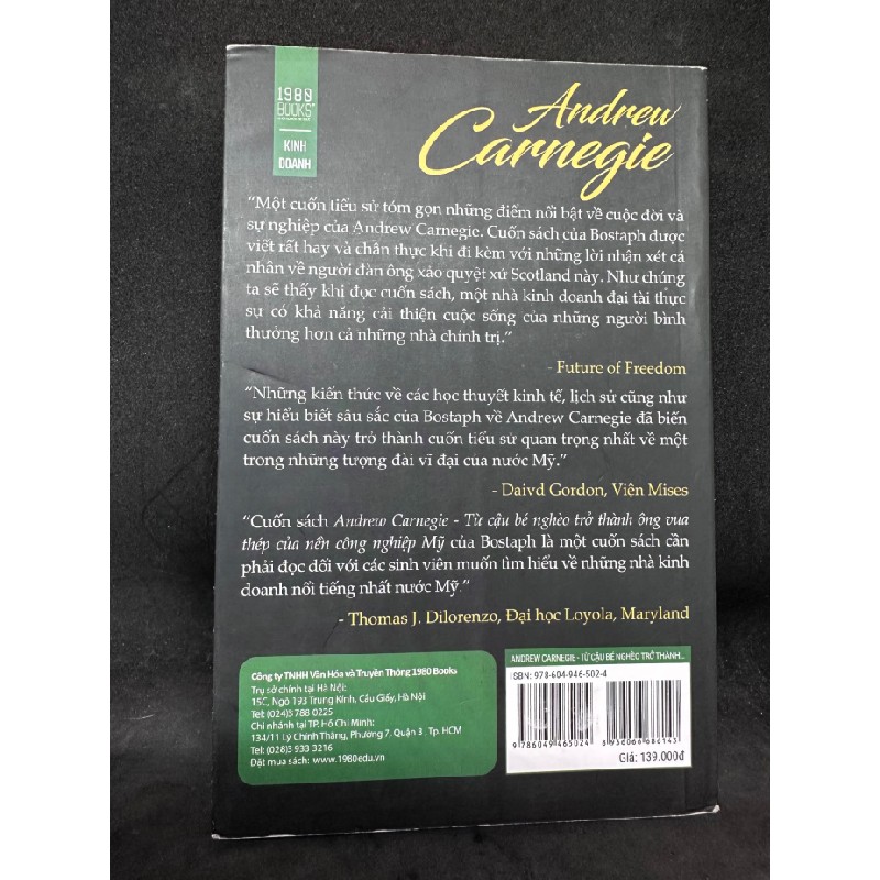 Andrew Carnegie Từ cậu bé nghèo trở thành ông vua thép của nền công nghiệp Mỹ New 95% SBM2605 63261