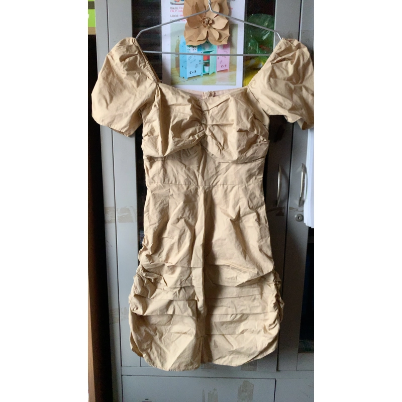 Đầm kaki nhún ngực vai trễ 478405