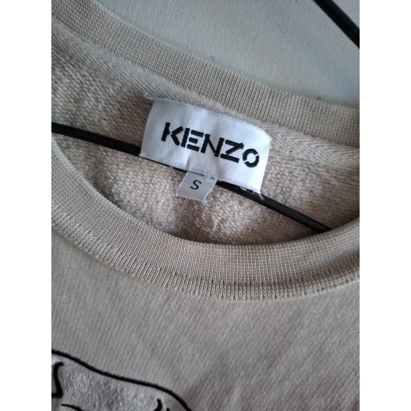 Áo nỉ nữ thêu hình đầu hổ Kenzo màu be size S chính hãng 719292