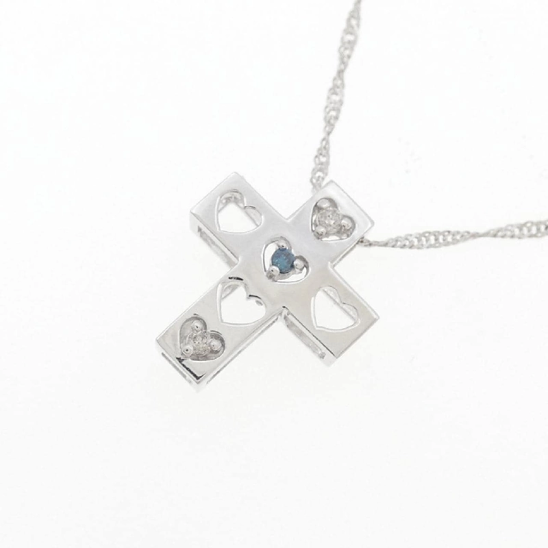 K18WG Đan Chéo × Trái Tim Dây Chuyền Kim Cương 0.03CT - Hàng hiệu Chính hãng 860835