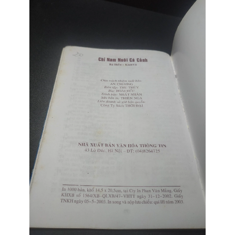 101 bí quyết nuôi cá cảnh 2003 - Bá Hiền, Kinh Vũ (gấp bìa, ố nhẹ) new 80% HCM.TN2707 911761