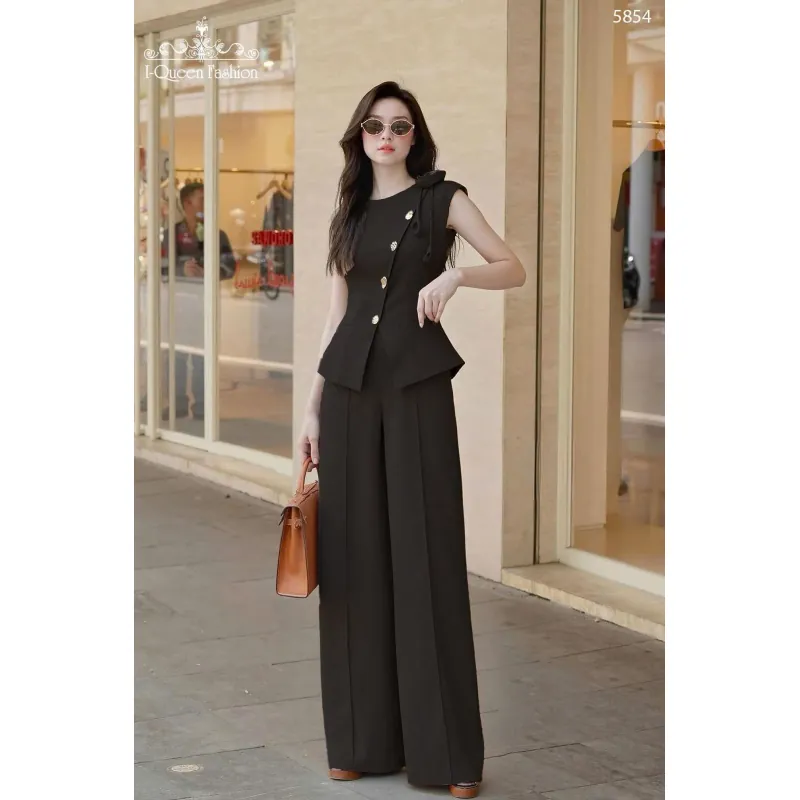 Trang phục công sở vest nữ tay dài màu xám kẻ sọc nhạt 715976