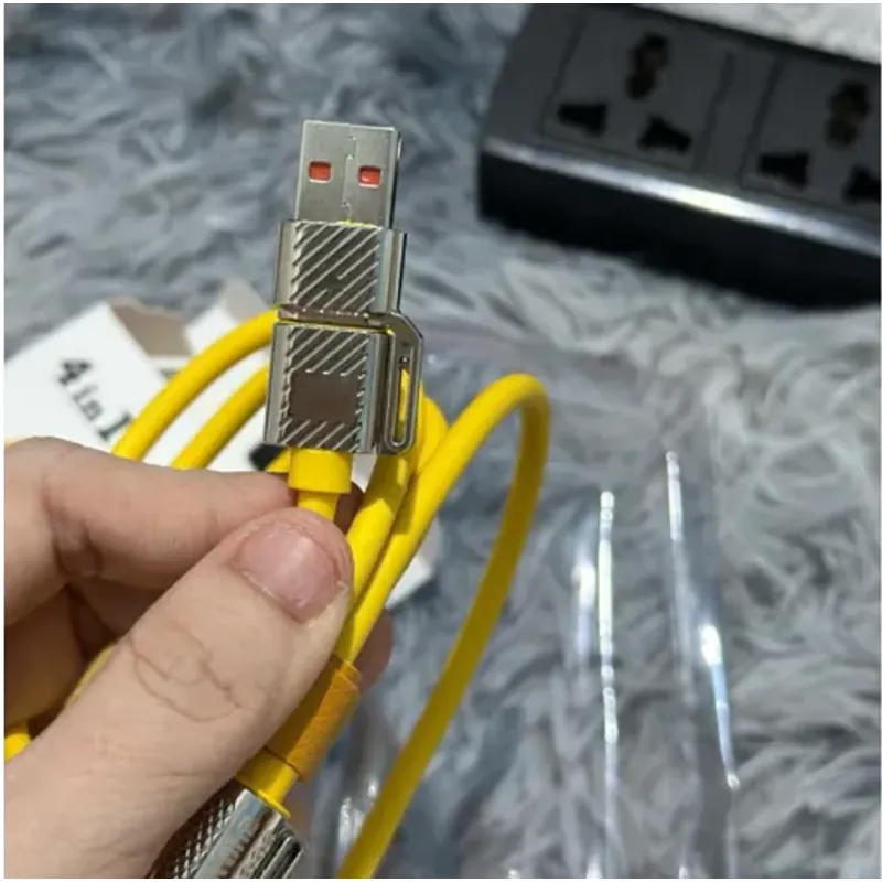 cáp Sạc Nhanh 4 Đầu Chất Liệu Silicon, Đa Năng 240W, Đầu Sạc Bọc Thép Siêu Bền 1009723