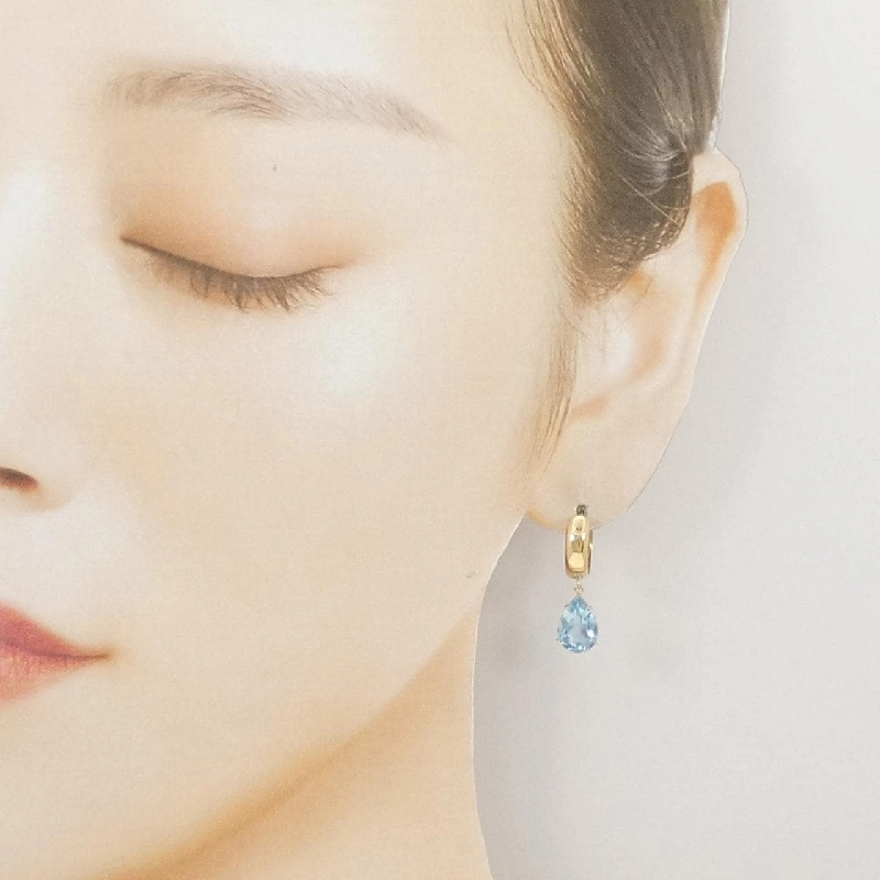 K18YG Blue Topaz Bông Tai - Hàng hiệu Chính hãng 870126