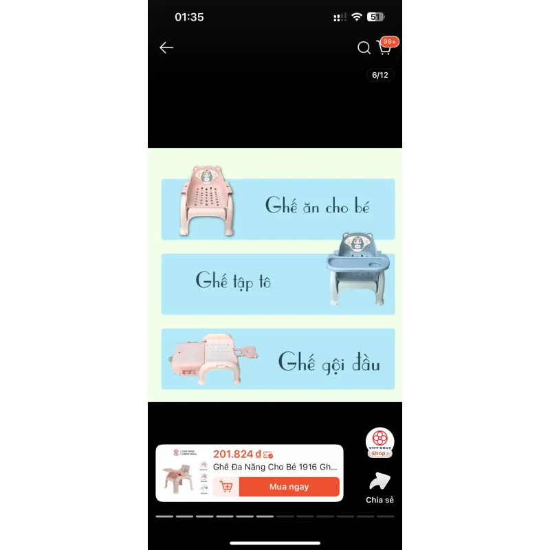 Ghế đa năng - ăn dặm, gội đầu vi màu xanh vietnhat 761064