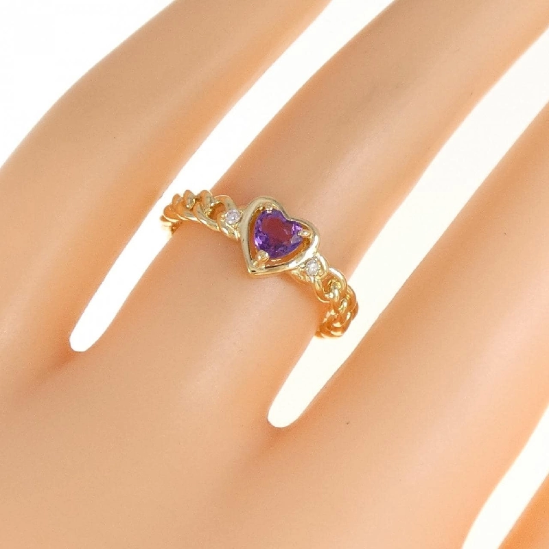 Nhẫn Amethyst K18YG hình trái tim 670700