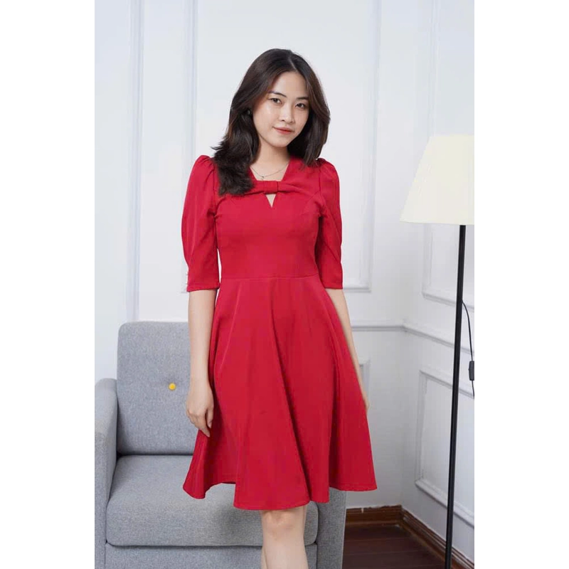 [New]  Váy thiết kế công sở LUXY có size XL đầm tay lửng dáng xòe basic 363479