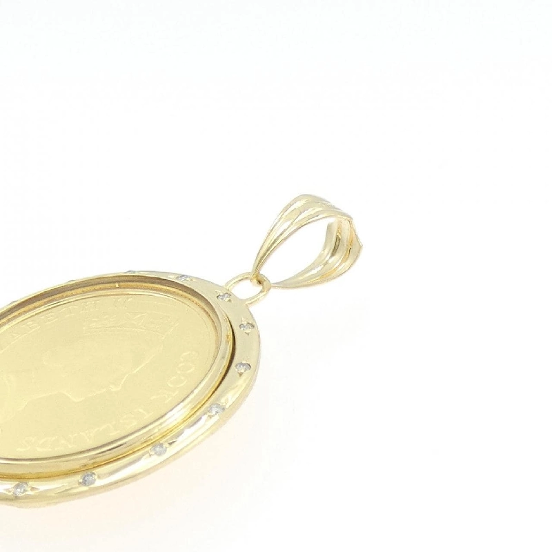 K18YG(khung) Dây chuyền đồng xu kim cương 0.08CT - Hàng hiệu Chính hãng 864309