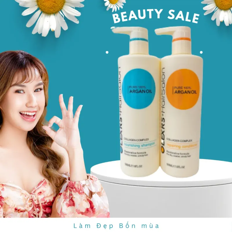 DATE 08.2026 Olexrs Hair Salon Argan Oil Collagen Complex - Bộ Dầu Gội Xả (2 Chai x 500ml) 592048