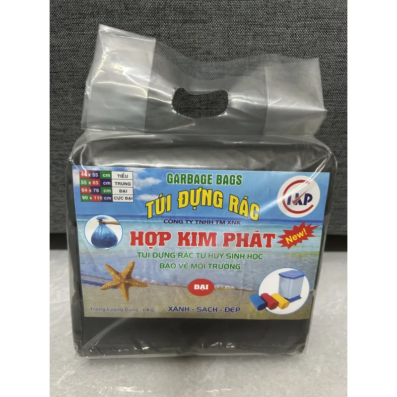 Túi rác đen tự hủy dày dai nặng đúng 1kg / 1 bịch 3 cuộn 933938