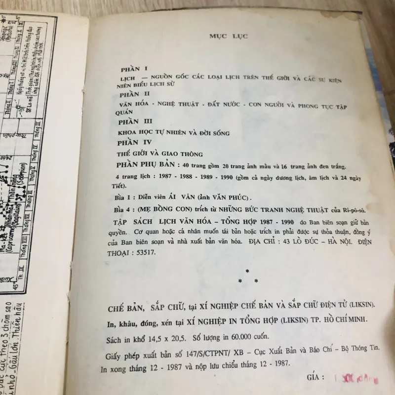 LỊCH VĂN HÓA TỔNG HỢP (ALMANACH) 1987 – 1990 970550