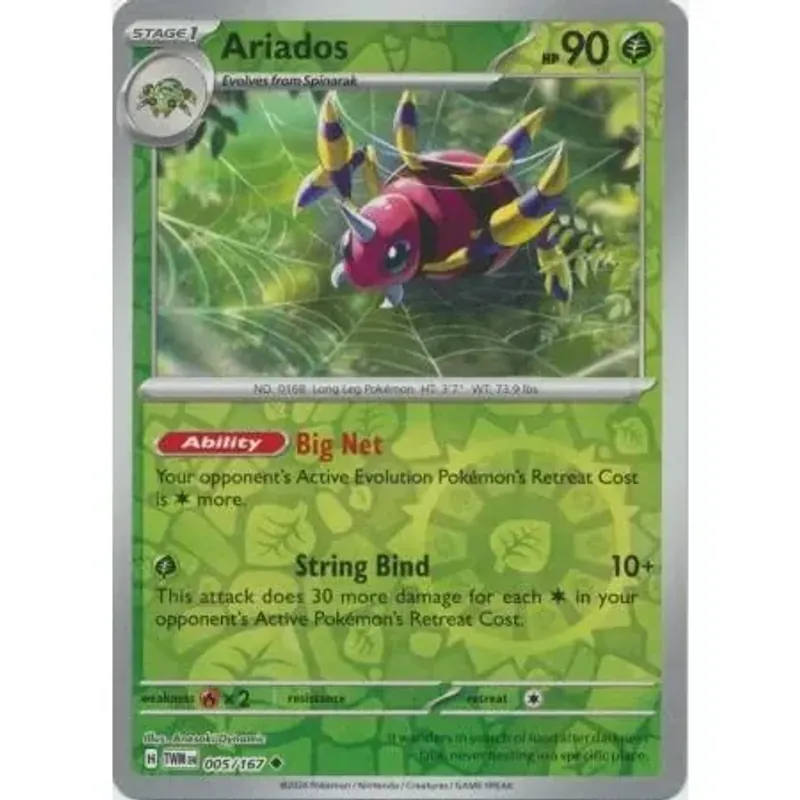 [Thẻ bài Pokemon chính hãng Anh EN] Ariados - 005/167 - Uncommon Reverse Holo 589987