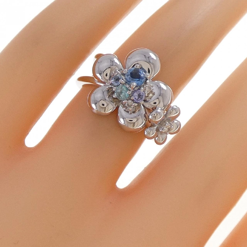 Nhẫn đá màu hoa K18WG - Hàng hiệu Authentic 851811