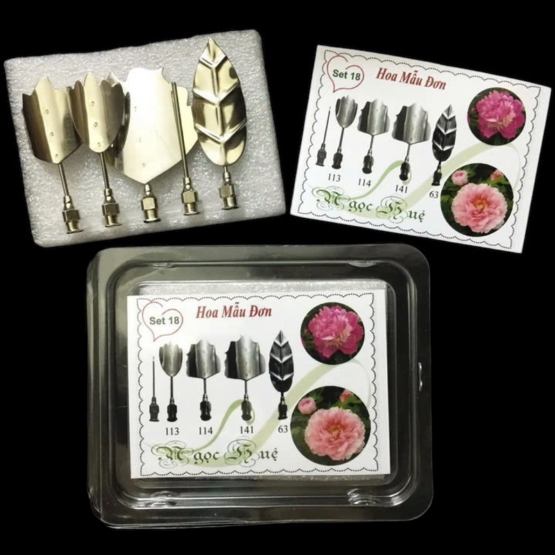 Bộ 5 dụng cụ làm thạch rau câu 3D – Set 18 – Bộ làm hoa mẫu đơn – Mã số 1110 338333