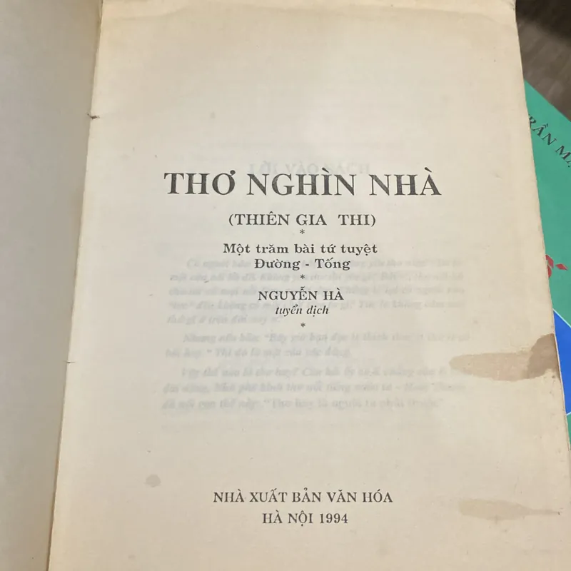 THƠ NGHÌN NHÀ (THIÊN GIA THI), Một trăm bài tứ tuyệt Đường - Tống (xb 1994) 697759