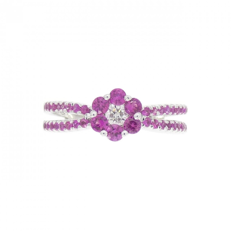 Nhẫn ruby K18WG hoa 0.50CT 669850