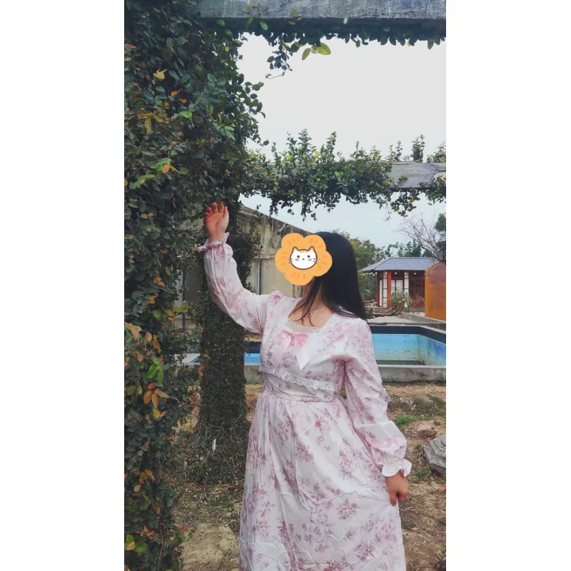 Đầm váy dài nữ tiểu thư phối nơ hồng 624014